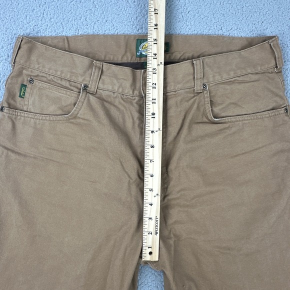 Cabela's Lined Canvas Work Pants Men 38x36 Beige 5-Pocket Outdoor Hiking - Picture 5 of 16